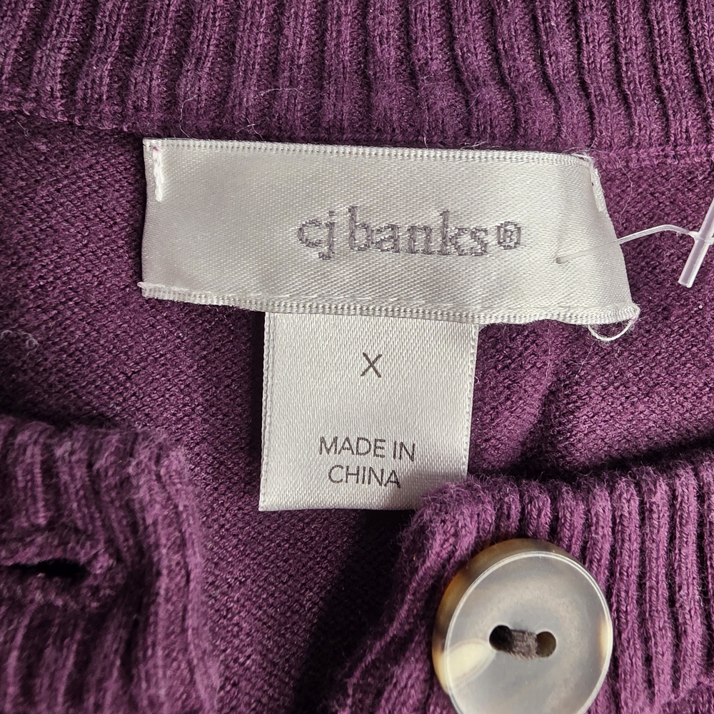 CJ Banks 0X Rich Purple Button-Up Cardigan Soft Cozy Bz0394 - Picture 3 of 9